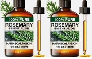 TWO KUKKA Rosemary Essential Oils 4 Fl Oz for Hair, Skin, Diffuser, Aromather...